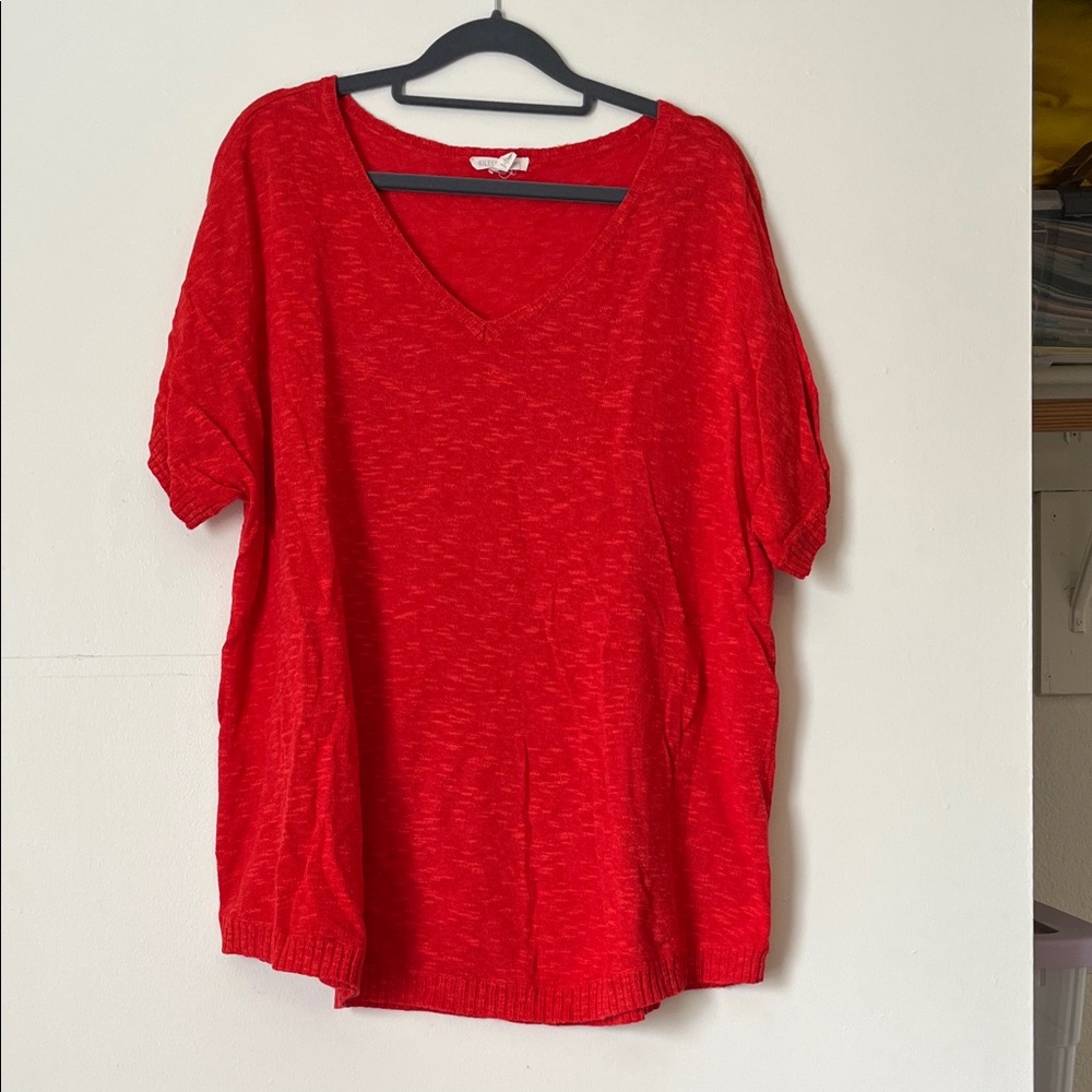 Eileen Fisher Women's Boxy Linen Cotton Slub Short Sleeve Sweater Top, Size XL